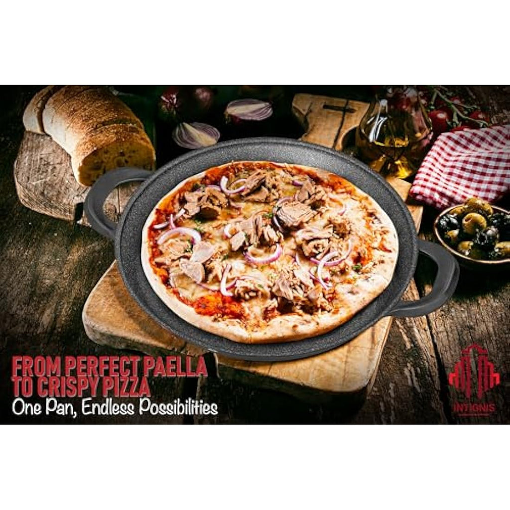 Paella Pan | 36cm Non-Stick Ceramic Pan with Glass Lid