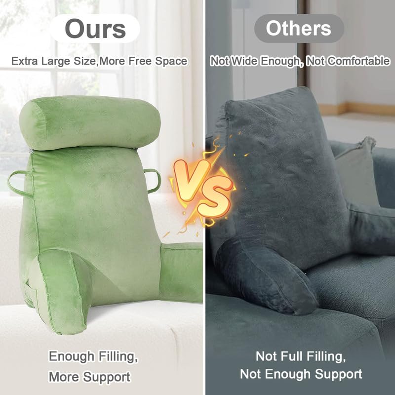 Mingfuxin Reading Pillow | Velvet Bed Backrest with Neck and Arm Support