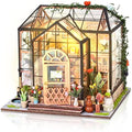 Cuteefun DIY Miniature Greenhouse Kit - 1:24 Scale Wood Dollhouse with LED