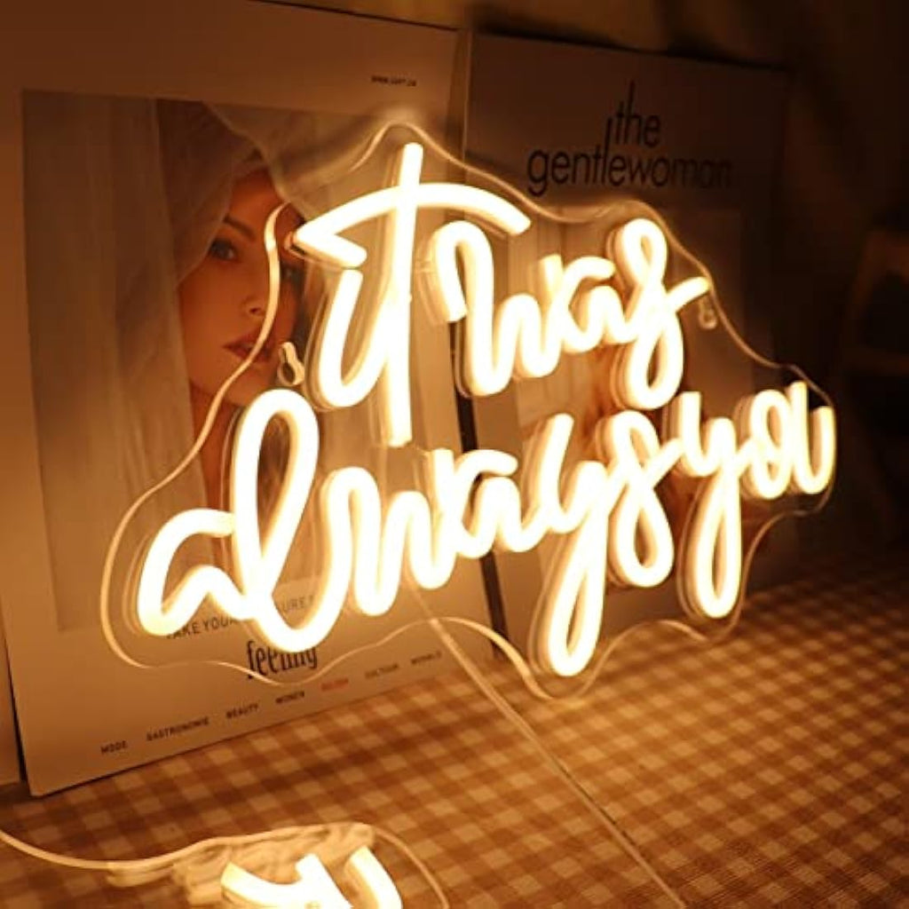 QiaoFei It Was Always You LED Neon Sign | Warm White Wall Decor with Dimmer