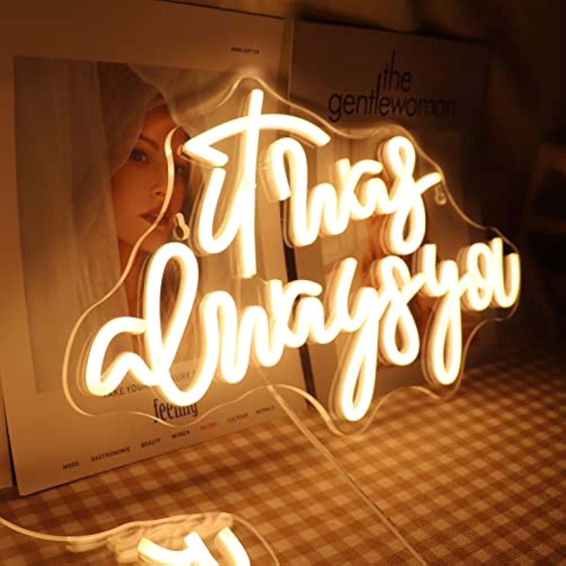 QiaoFei It Was Always You LED Neon Sign | Warm White Wall Decor with Dimmer