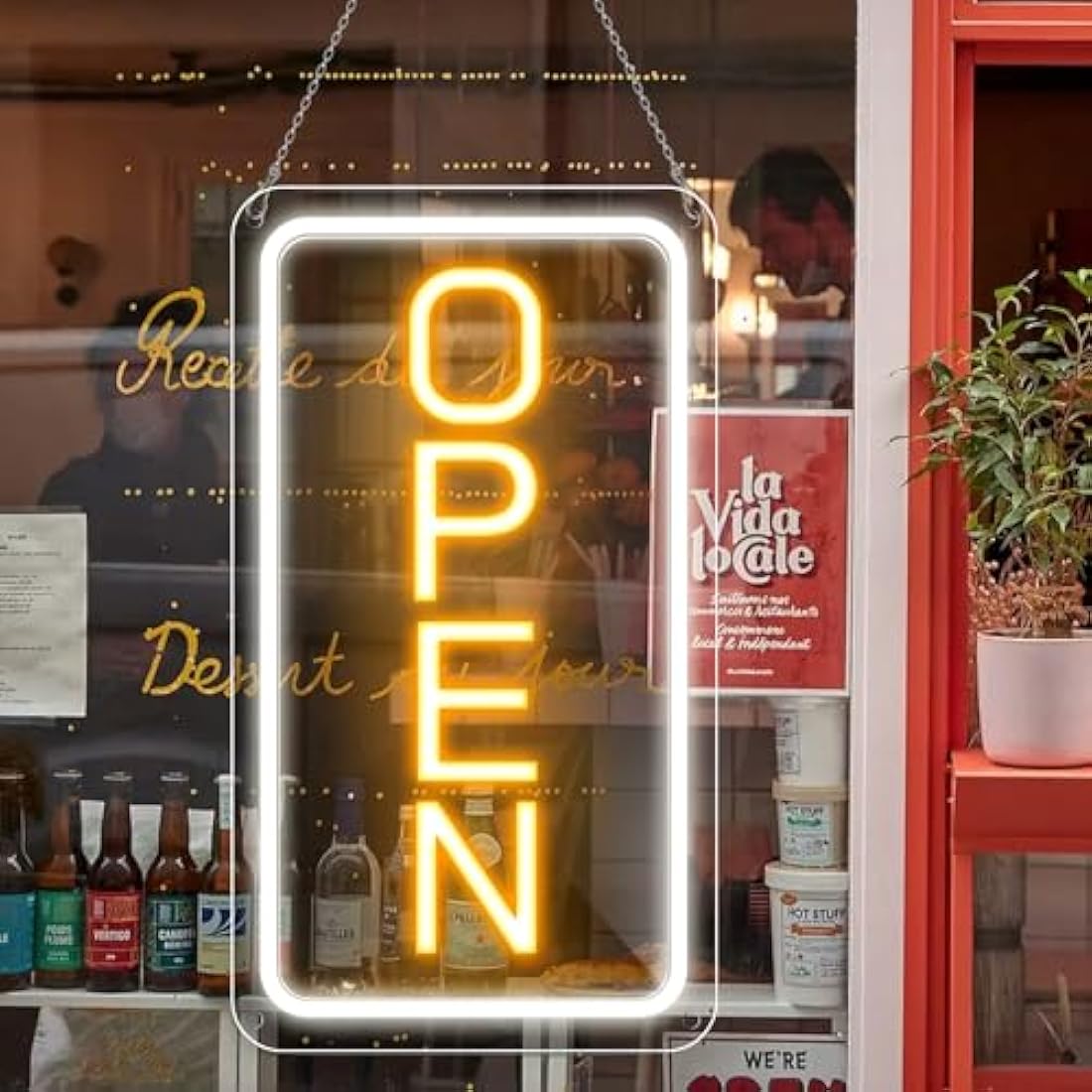 Jolof Store LED Neon Open Sign | 16x9 Dimmable USB Light for Business