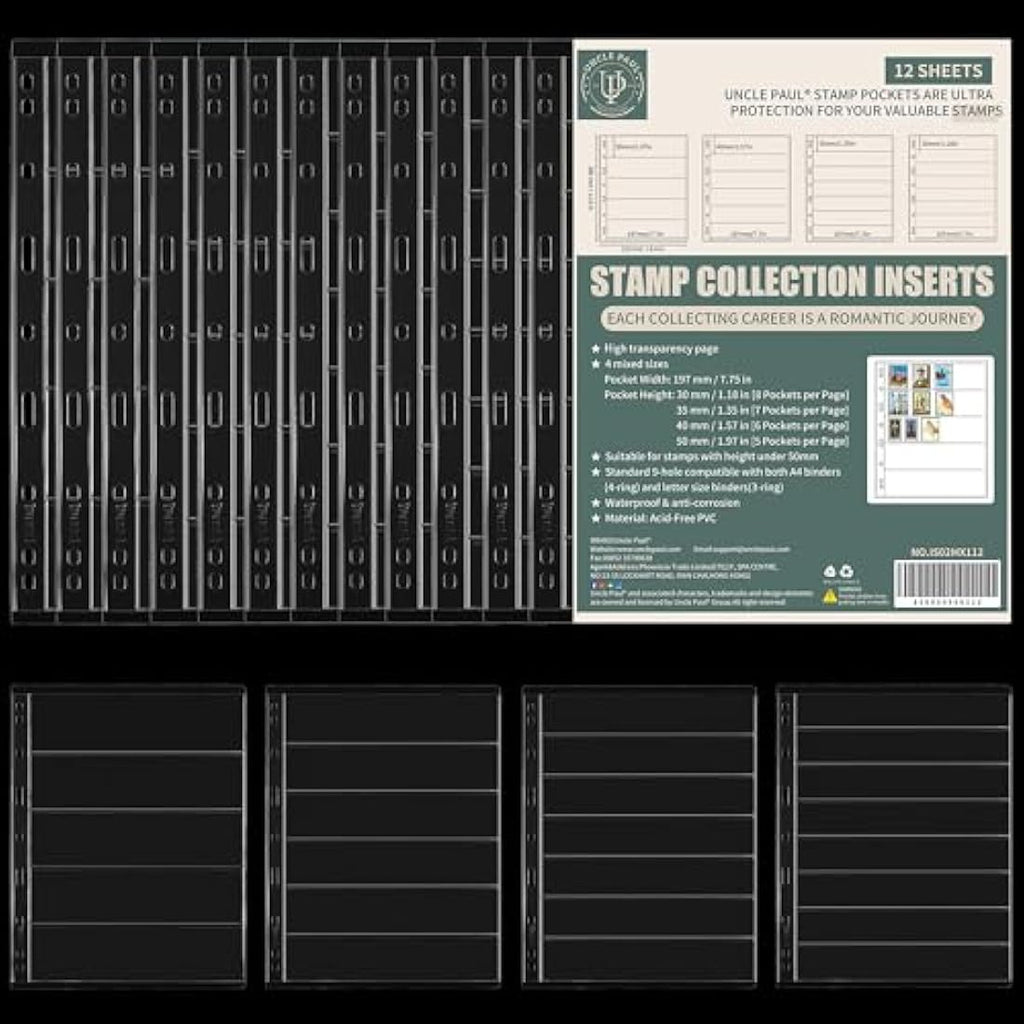 Clear Stamp Sleeves – 12 Pack Multi-Row Binder Inserts