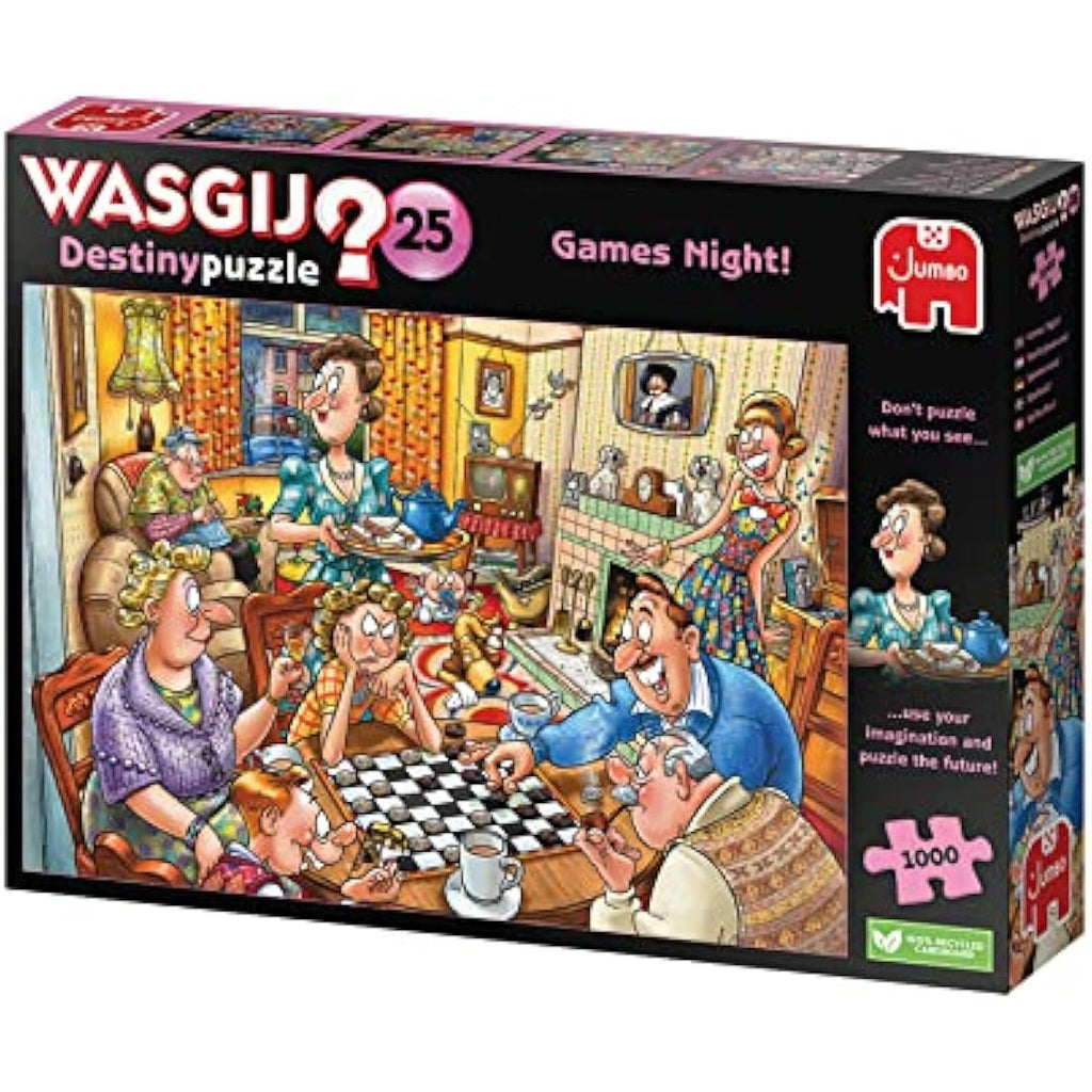 Wasgij Destiny 25 Games Night 1000 Piece Jigsaw Puzzle - Recycled Board