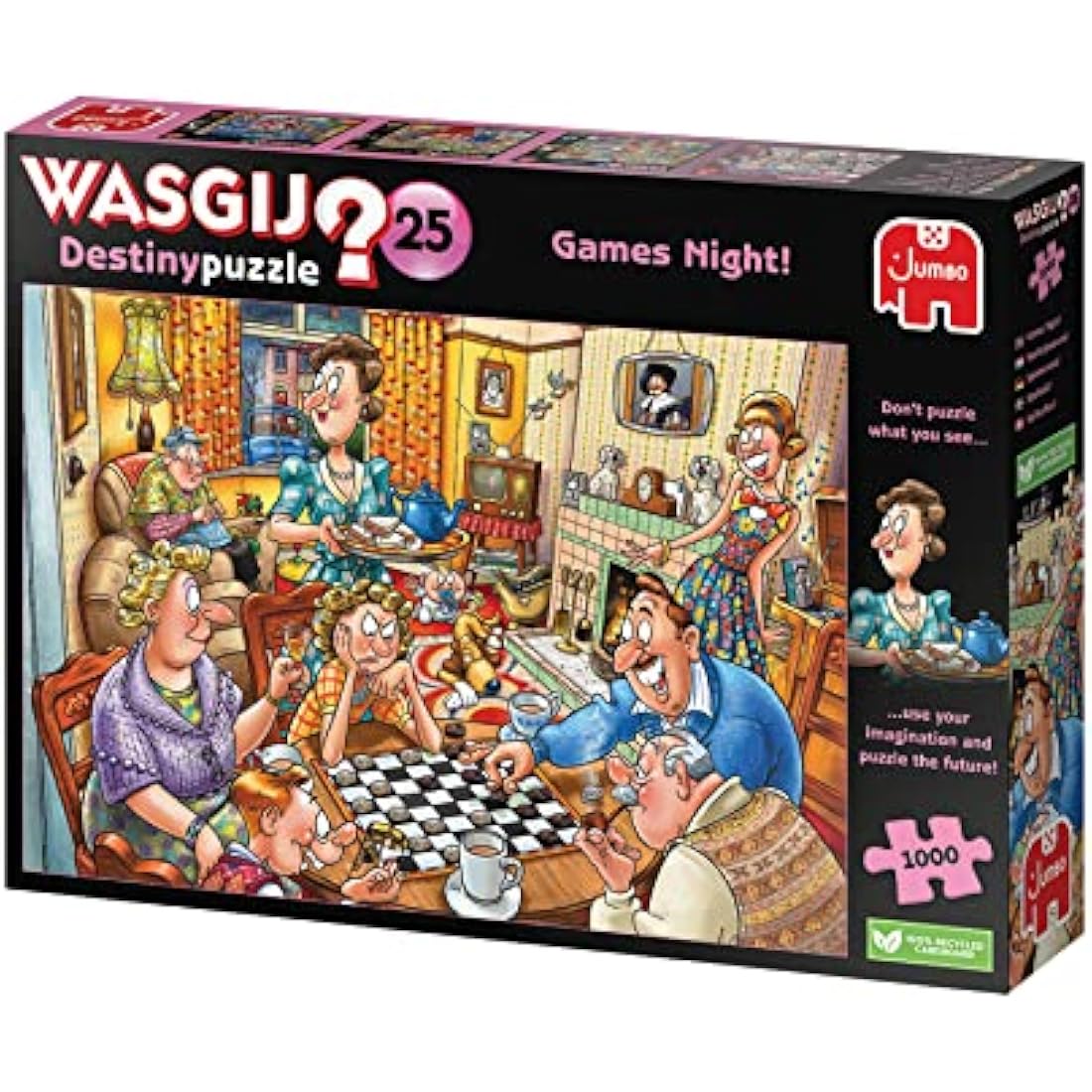 Wasgij Destiny 25 Games Night 1000 Piece Jigsaw Puzzle - Recycled Board