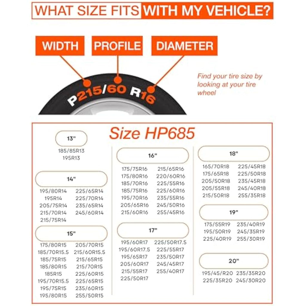 AutoSock HP 685E Textile Snow Socks – Winter Tire Traction Aid (1 Pair)