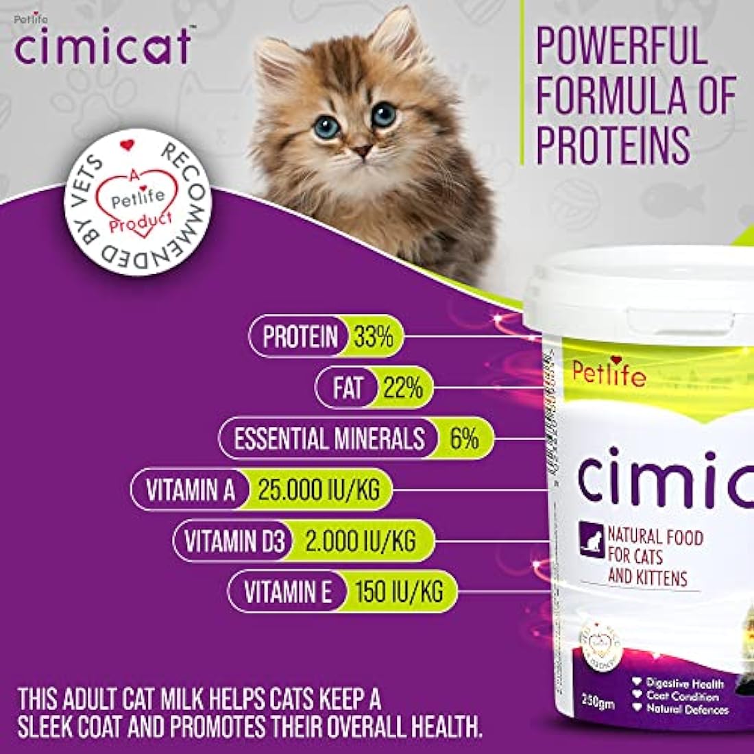 Petlife Cimicat Milk Substitute for Kittens and Cats with Taurine - 250g