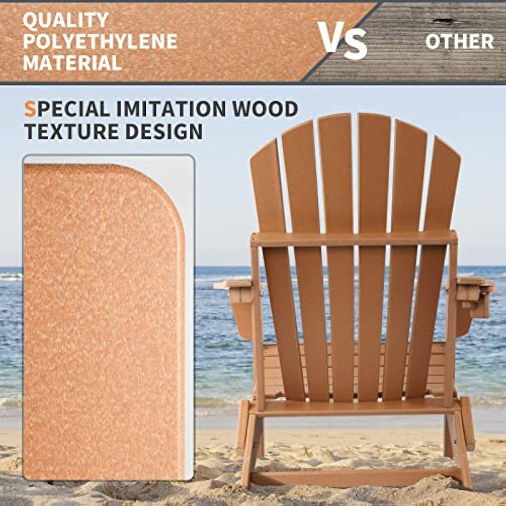 Folding HDPE Adirondack Chair with Cup Holder – Weatherproof