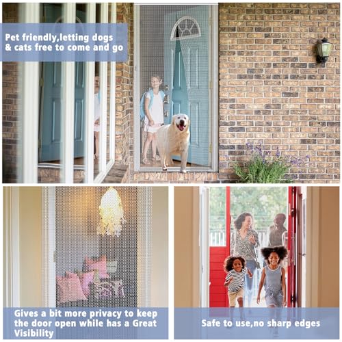 VerRich Aluminium Chain Door Fly Screen | 70x200cm Silver Insect Curtain