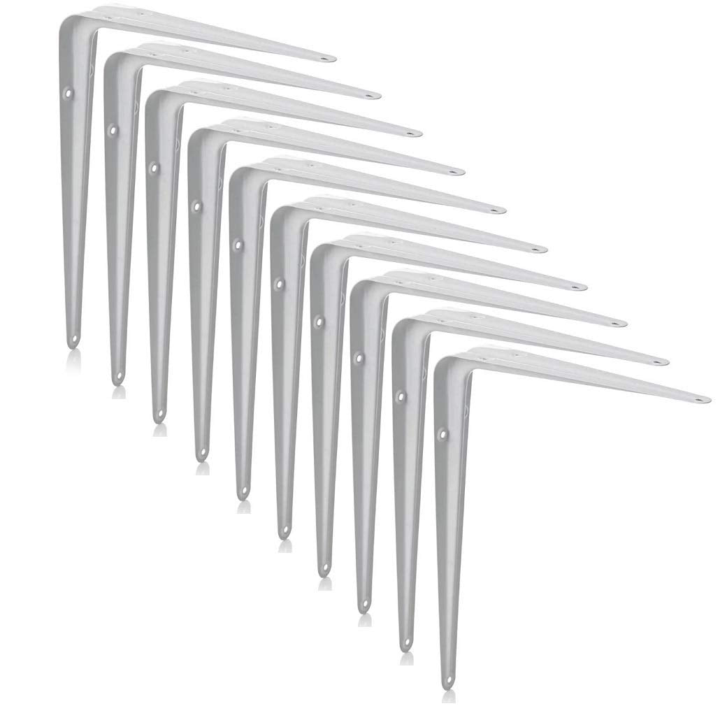 XFORT London Wall Mounted Shelf Brackets - White Floating Support, 10 Pack