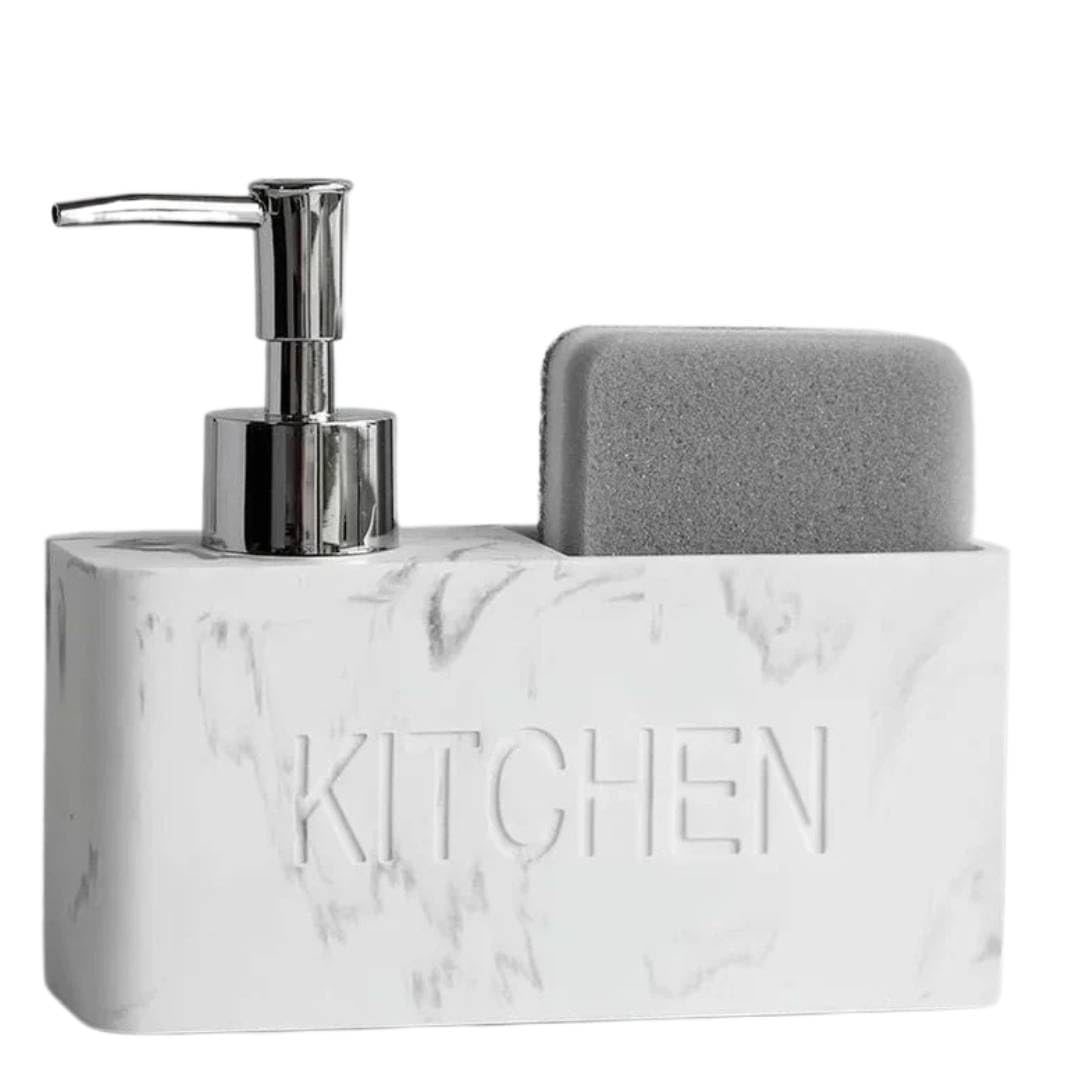 2-in-1 Dish Soap Dispenser & Sponge Caddy – Black Resin