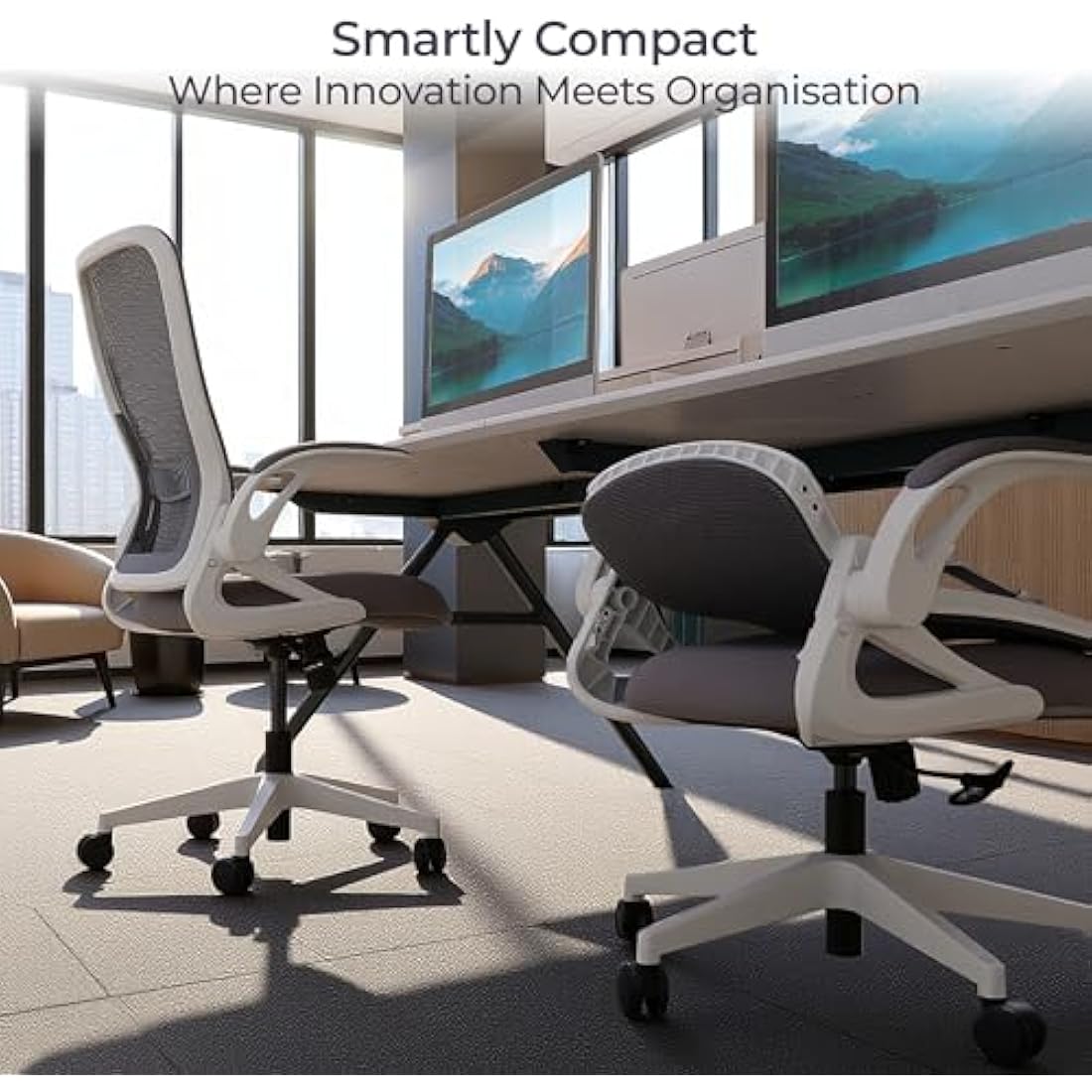 Tervo Model U – Foldable Ergonomic Mesh Office Chair with Flip-Up Arms