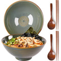 NUTRIUPS Ceramic Ramen Bowl Set of 2 - 1200ml Japanese Noodle Bowls