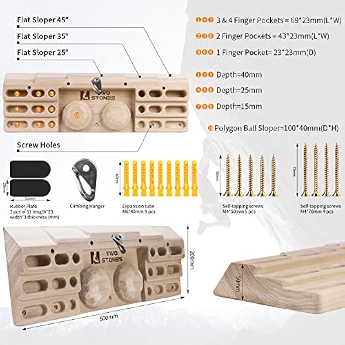 Wooden Rock Climbing Hangboard – Finger Strength Trainer