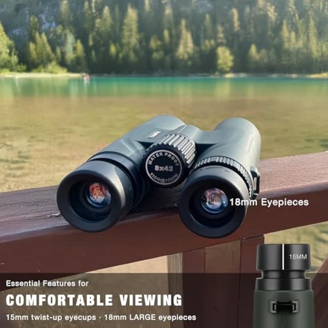 Hontry 8x42 HD Binoculars | IPX6 Waterproof Bird Watching & Hunting