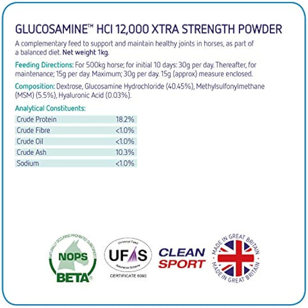 Equine America Glucosamine HCI 12000 Horse Joint Supplement - 1kg
