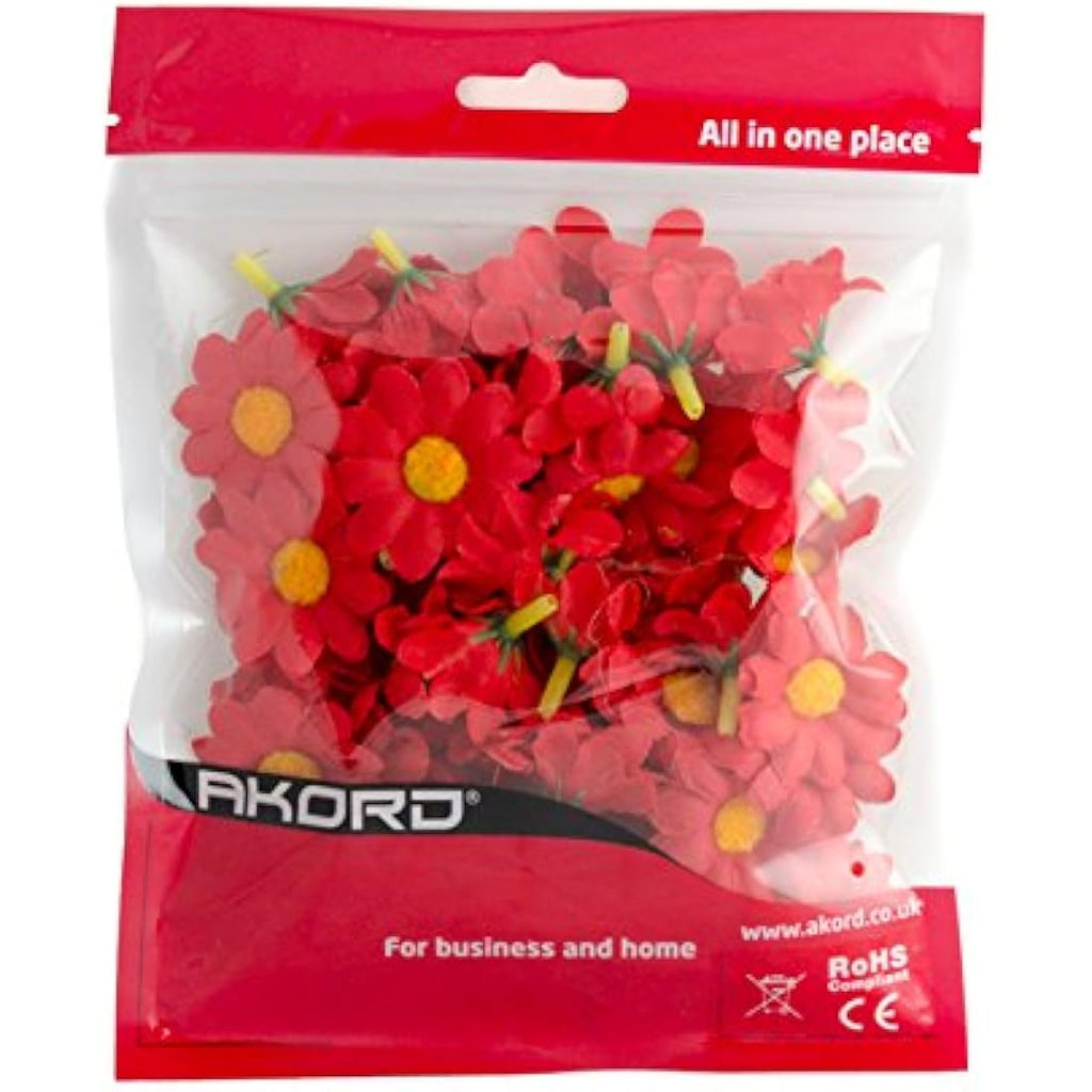 Artificial Gerbera Daisy Flower Heads for DIY Crafts, Red