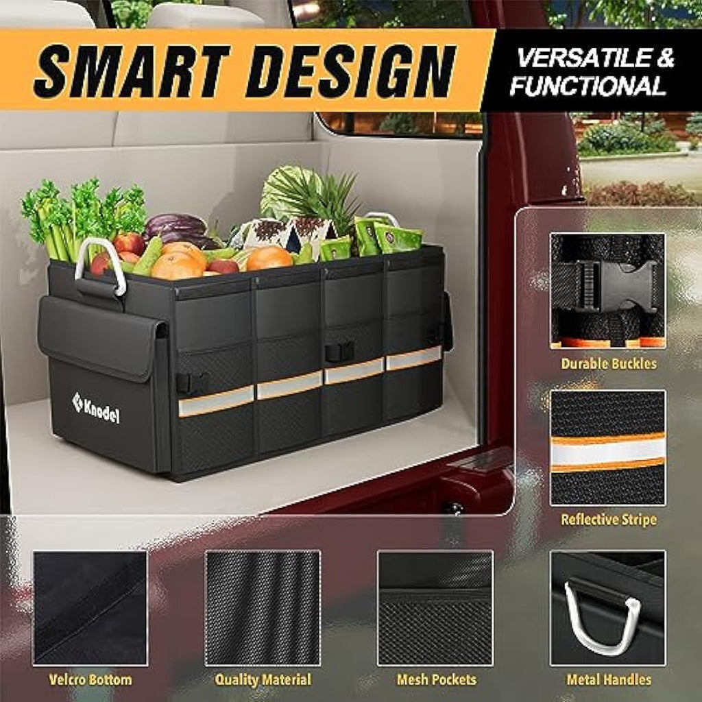 Knodel Car Boot Organiser | Heavy Duty 1680D Oxford Storage - Black