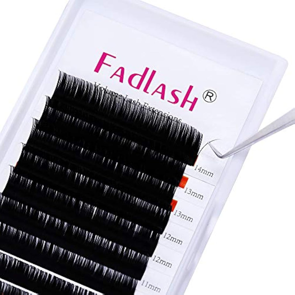 Fadlash Classic Eyelash Extensions | 0.07mm D Curl Matte Black PBT Silk