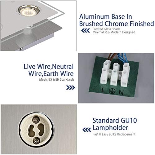 HiBay Modern 4-Way LED Ceiling Spotlight | Chrome Square Flush Light