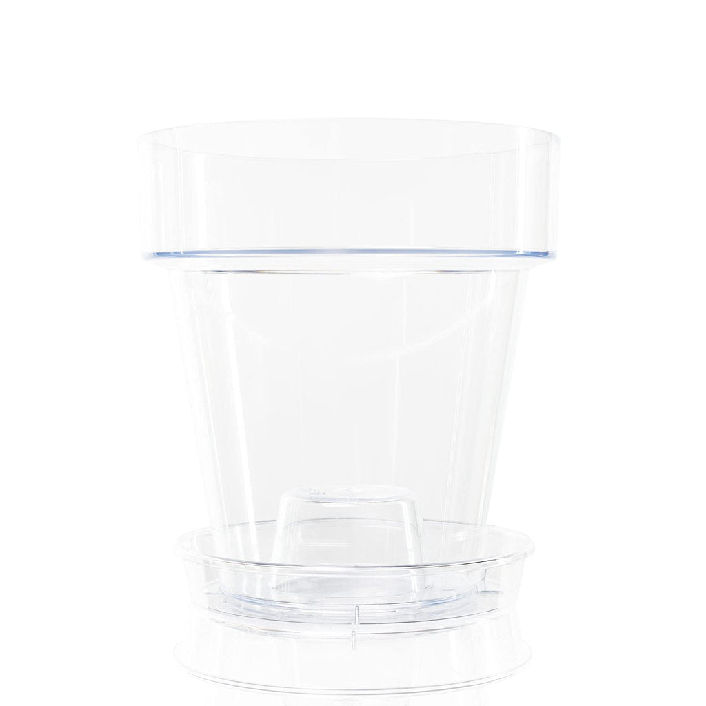Kalapanta Clear Plastic Orchid Pot with Drainage Holes and Saucer - 16cm