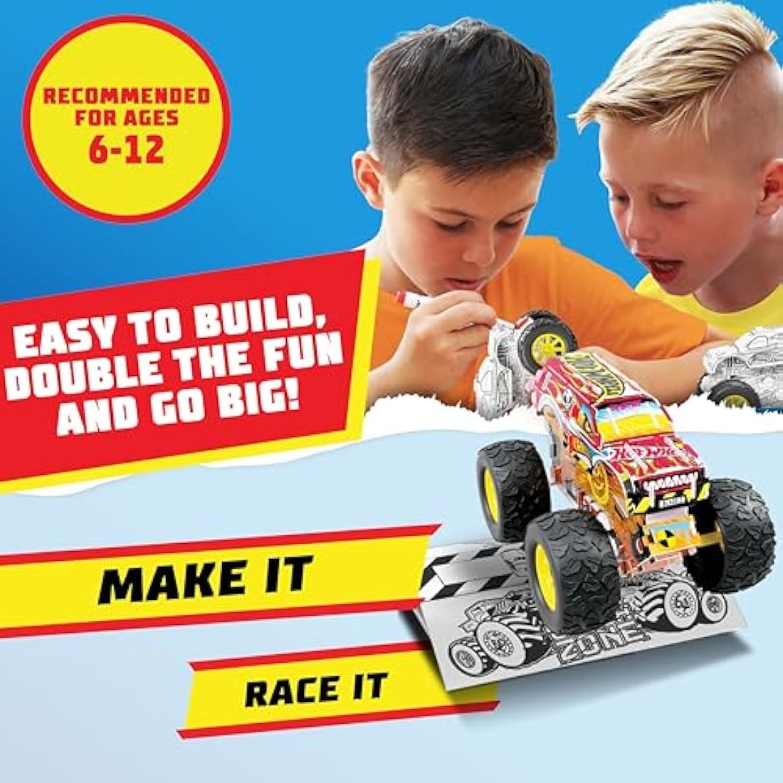 Hot Wheels Make Your Own Monster Truck Art Set – STEM Toy with Ramp