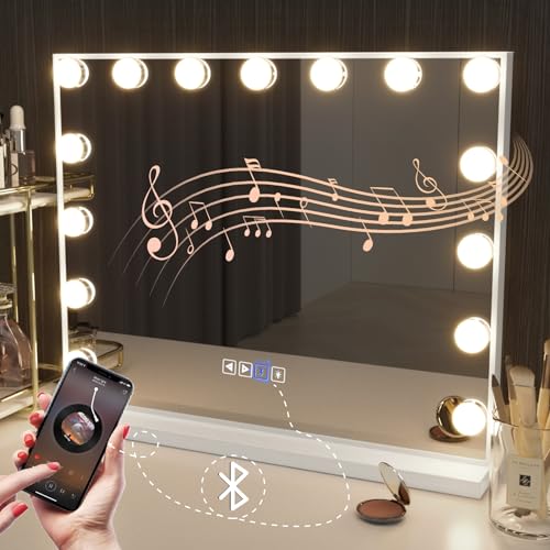 Hansong Bluetooth Hollywood Vanity Mirror | 15 Dimmable LED Bulbs