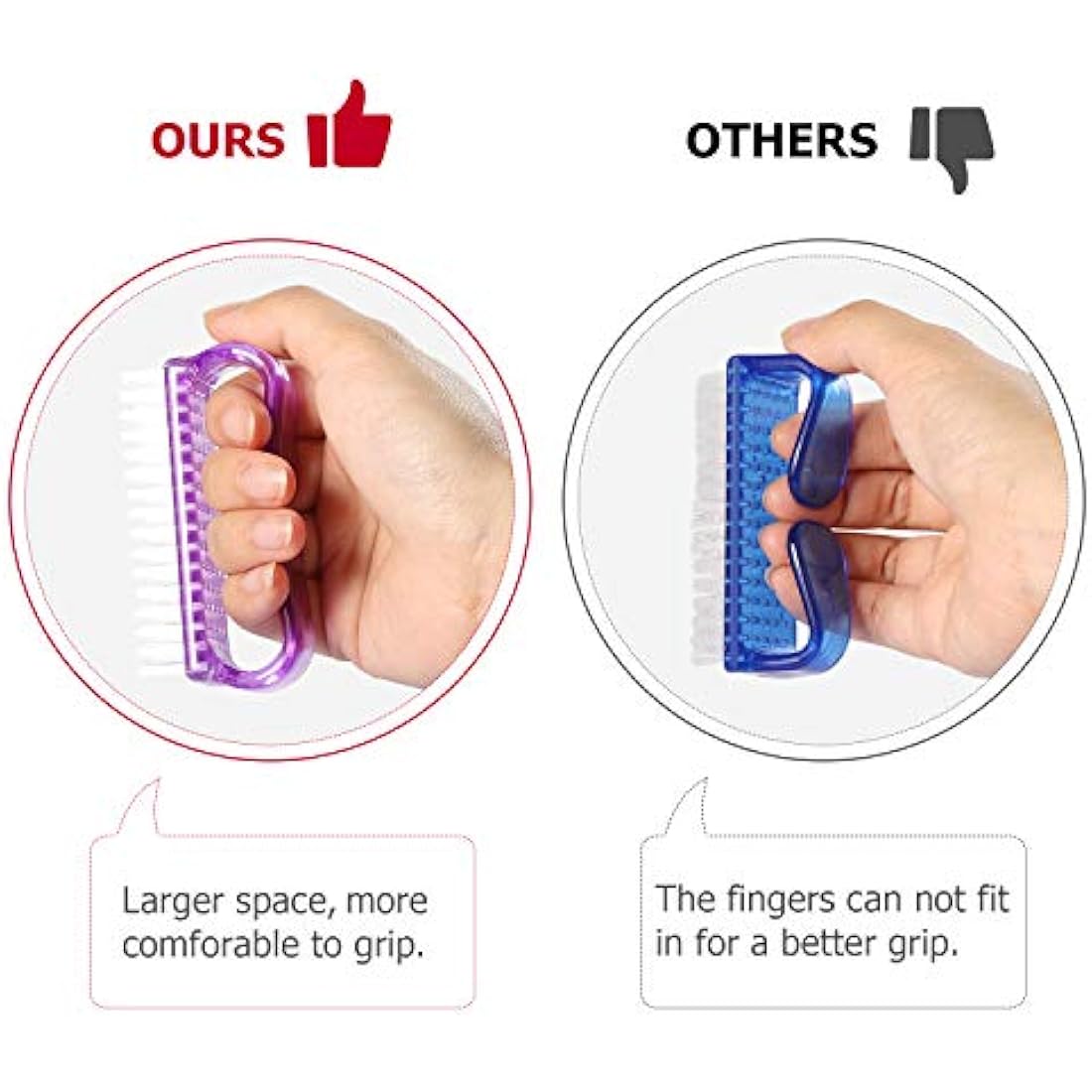 Larbois Nail Cleaning Brush – Plastic Handle Hand Scrubber for Fingernails
