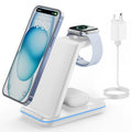 GEEKERA 3-in-1 Wireless Charging Station for iPhone & Apple Watch - White