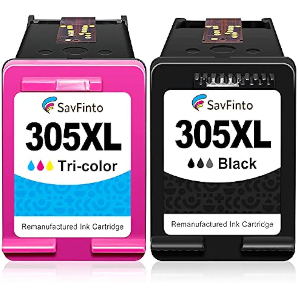 SavFinto 305XL Ink Cartridges for HP DeskJet & Envy - Black & Color 2-Pack