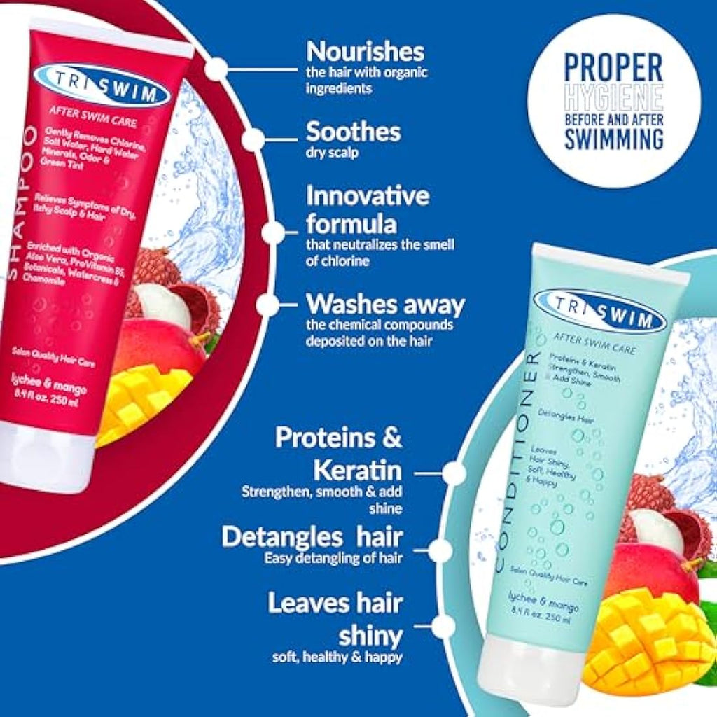 TRISWIM Chlorine Removal Shampoo & Conditioner Bundle - 250ml Vegan Duo