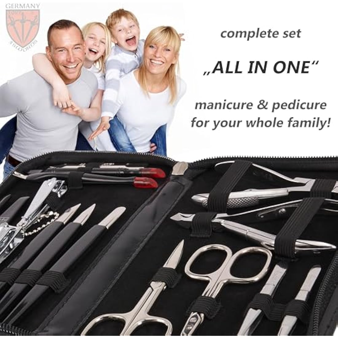 3 Swords Germany 16-Piece Manicure & Pedicure Set - Black Leather Case
