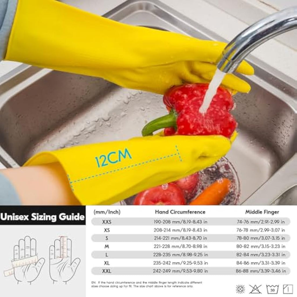 Vgo Reusable Rubber Dishwashing Gloves – Extra Thick Long Sleeve Kitchen