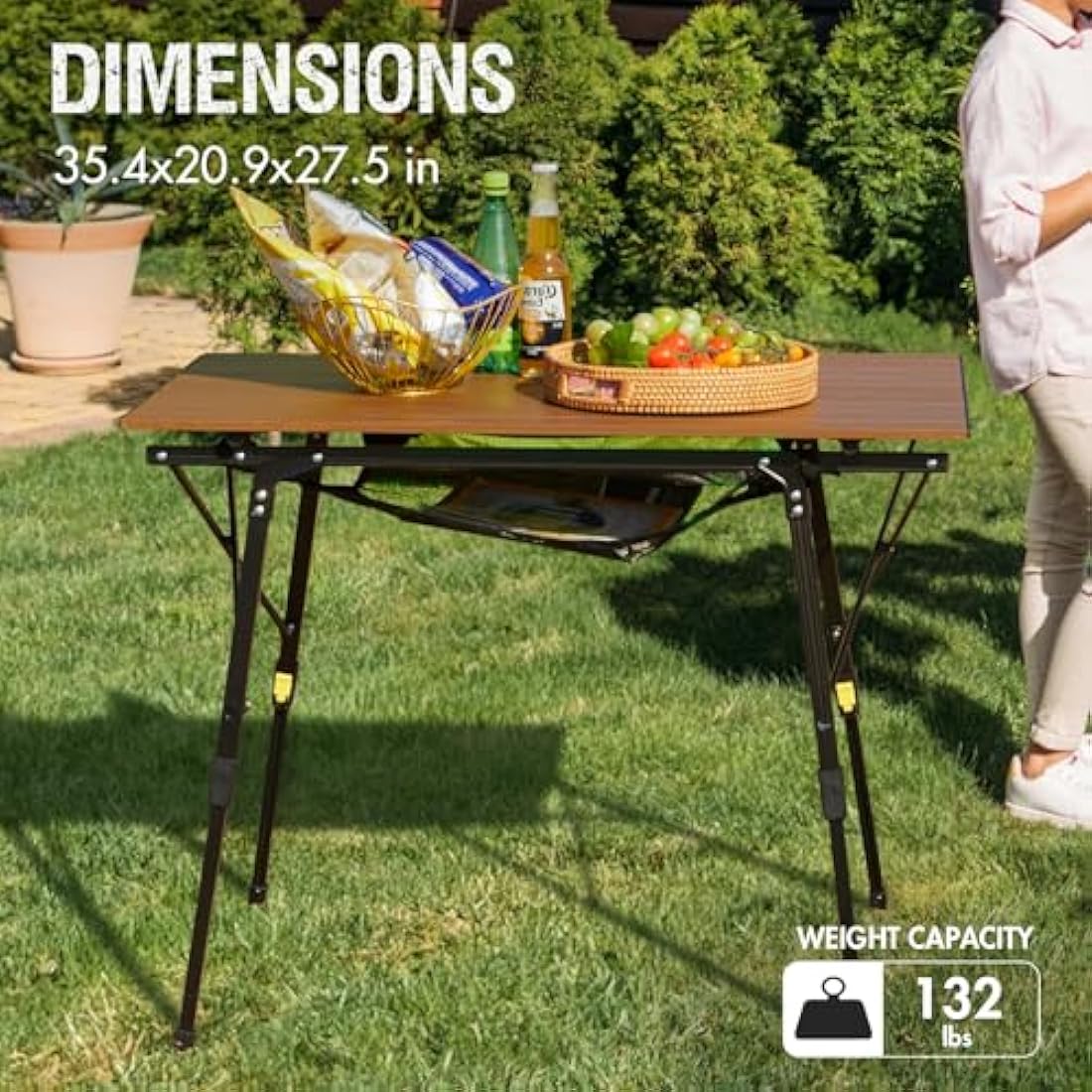 Portal Folding Camping Table – Adjustable Height Aluminum Picnic Table