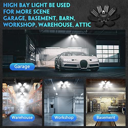 DEEIRAO 260W LED Garage Light | 26000LM Deformable Shop Lamp | 2 Pack