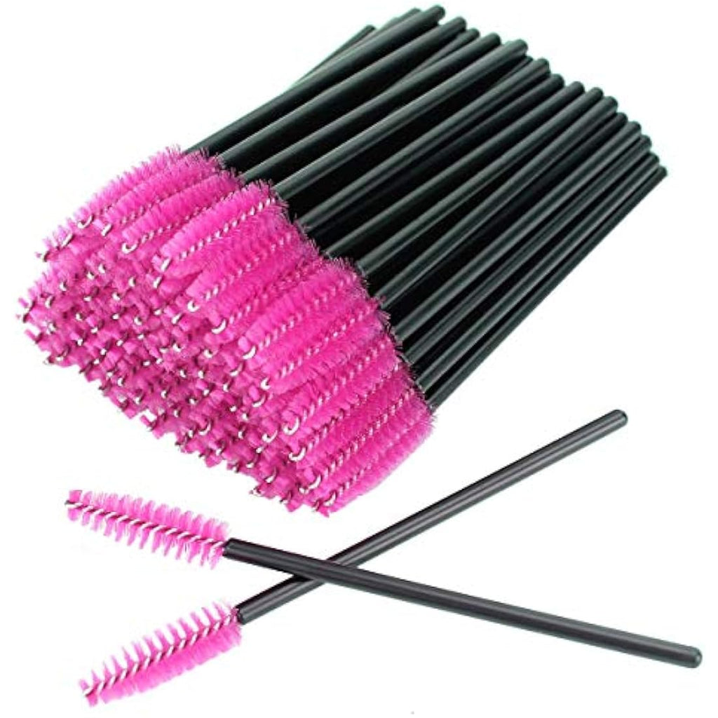 Jolof Store 50 PCS Disposable Eyelash Brushes – Mascara Wands (Black-Rose)