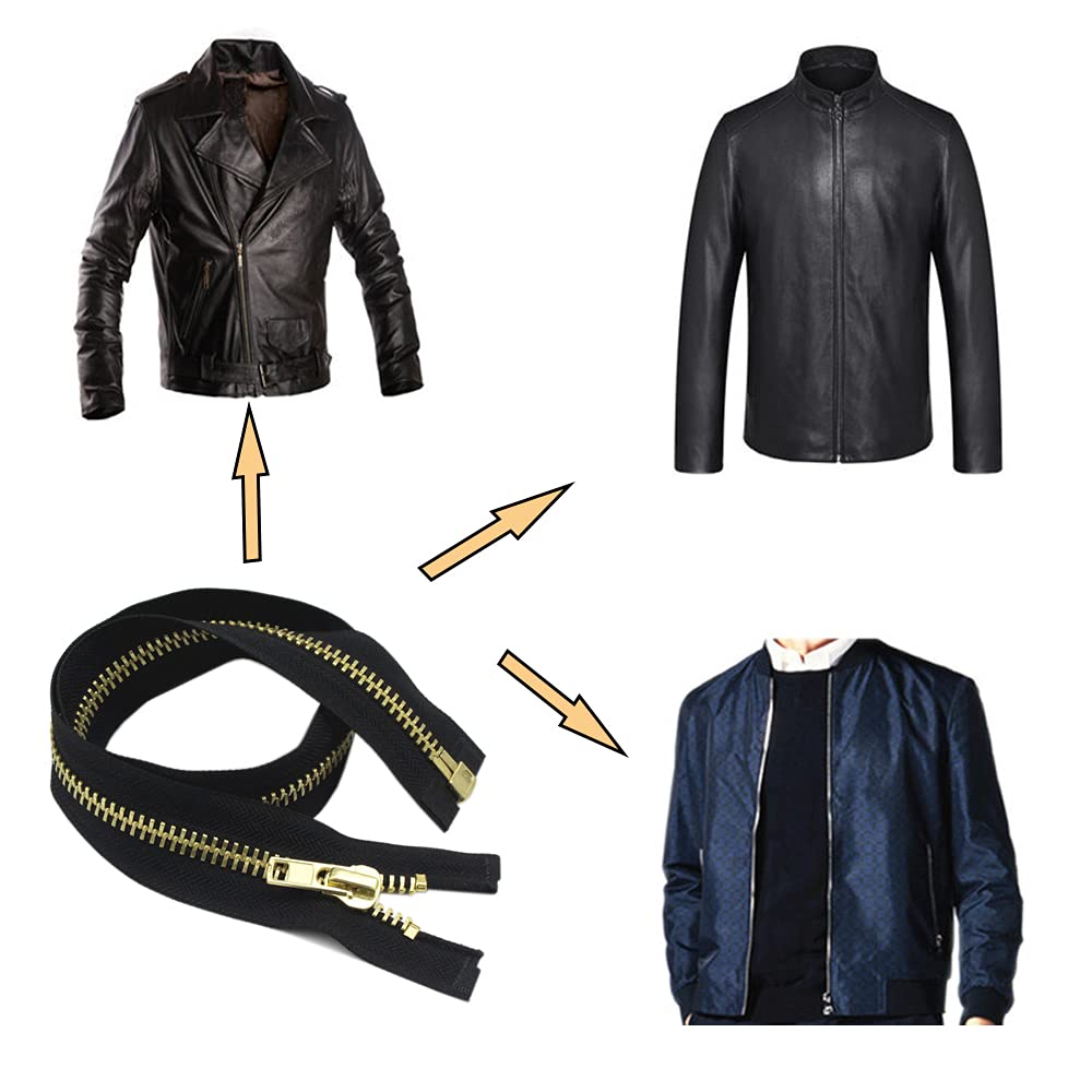 YaHoGa 48 cm #10 Large Metal Zip Separable Zip for Coat, Jacket Brass - image 5