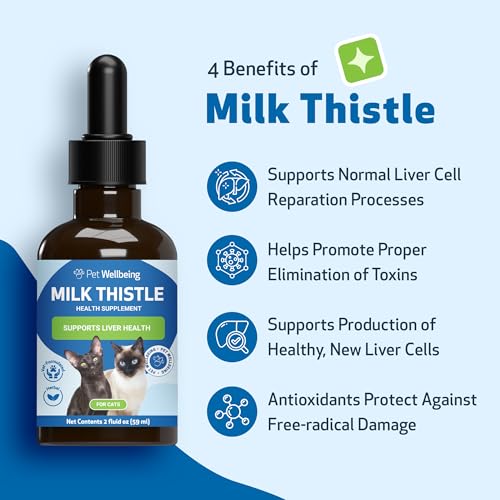 Pet Wellbeing Milk Thistle for Cats – Liver Support Supplement, 2 oz
