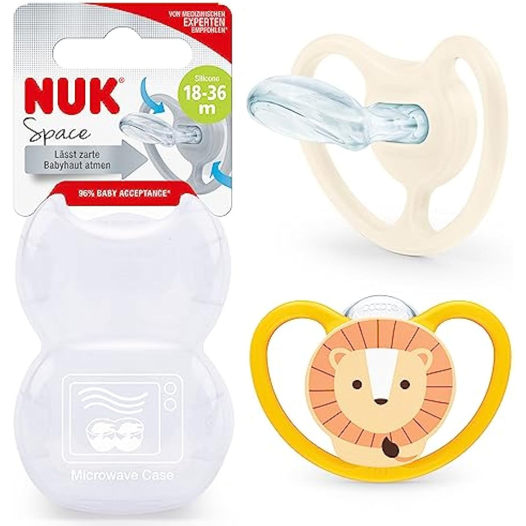 NUK Space Baby Dummy | 18-36m Silicone Soothers for Sensitive Skin