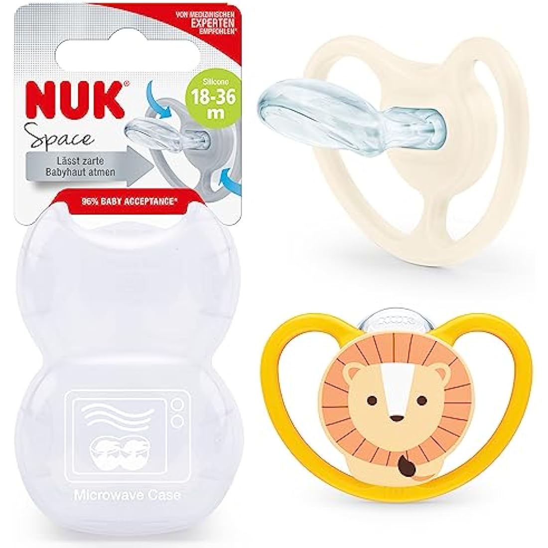 NUK Space Baby Dummy | 18-36m Silicone Soothers for Sensitive Skin