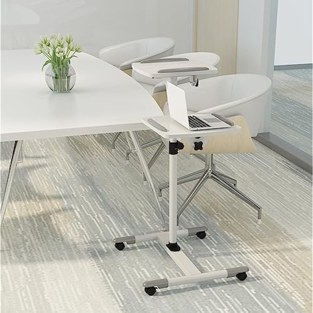 Properav Mobile Desk & Projector Trolley | Adjustable Height – White