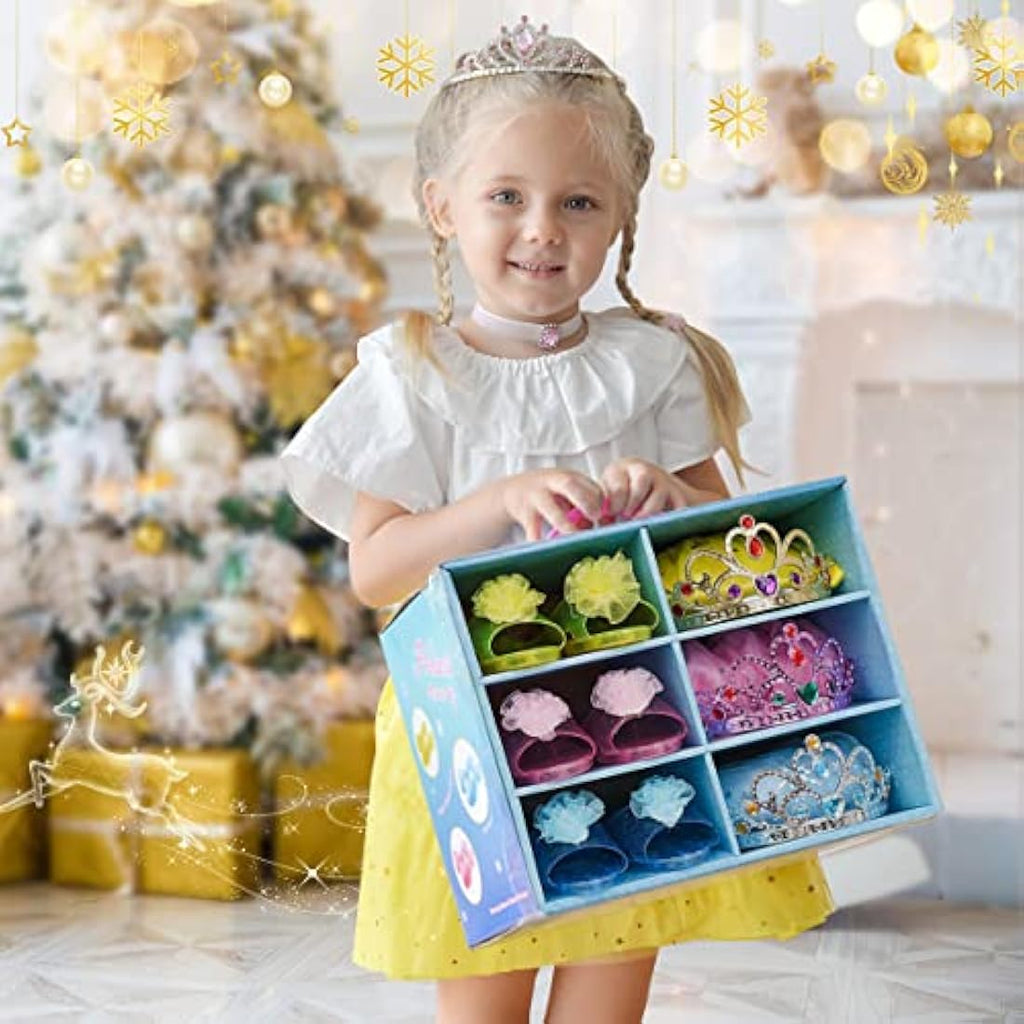 Jolof Store Princess Dress Up Set – 3 Pairs of Shoes, Skirts & Tiaras