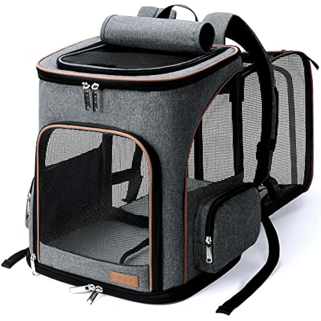 Lekesky Expandable Pet Carrier Backpack – Grey Foldable Bag for 10kg