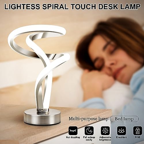 Lightess Modern Spiral RGB Table Lamp – Touch Dimmable LED Bedside Light