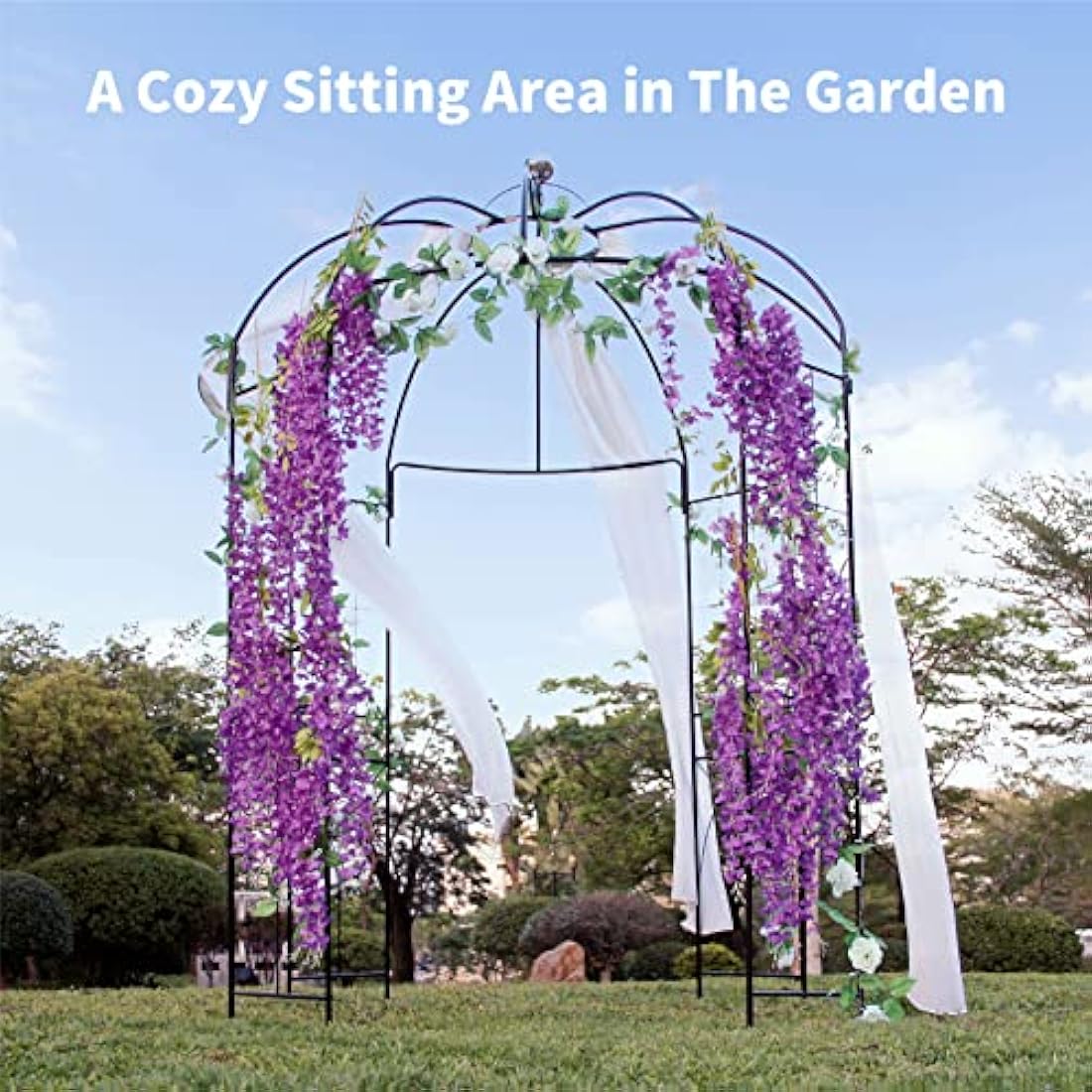 SCENDOR Birdcage Metal Garden Gazebo – 4-Sided Rose Pavilion Arch Trellis