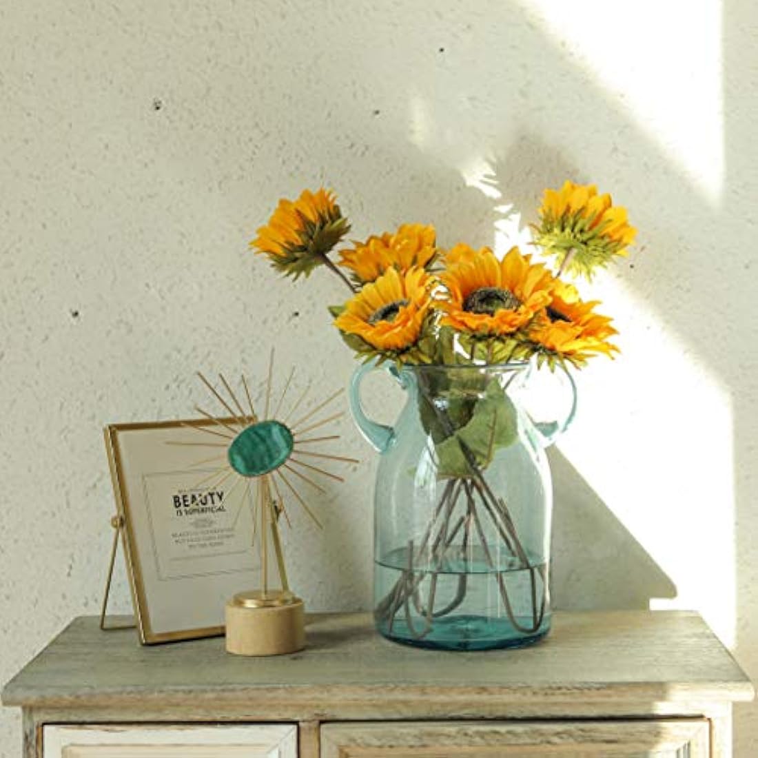 Artificial Silk Sunflowers – 17.3" Single Stem, 6-Pack Golden