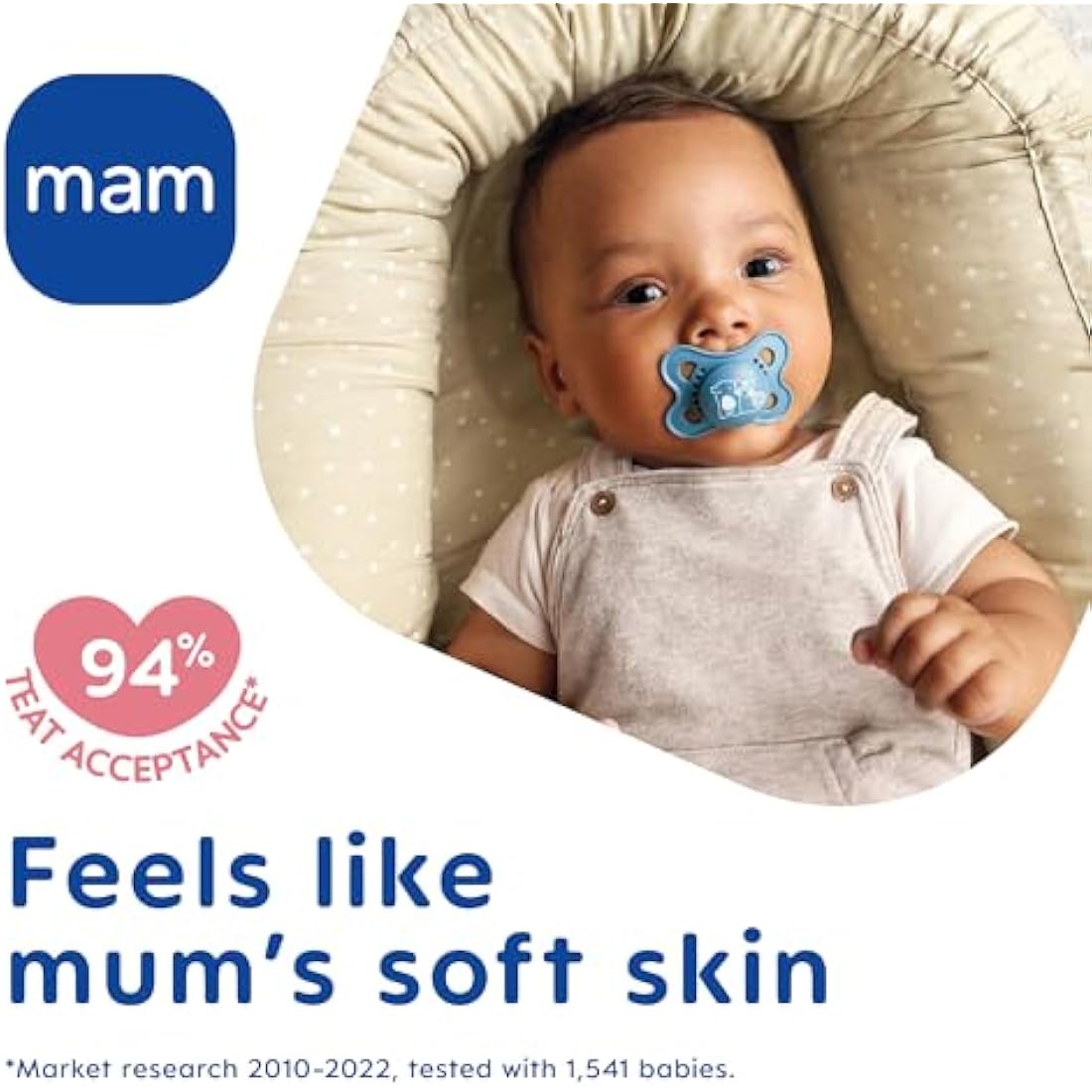 MAM Original Silicone Soothers | 0-6 Months | 2 Pack | Cream Dummy