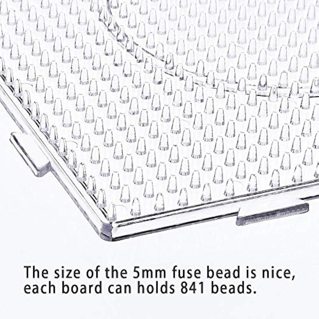 Jolof Store 5mm Fuse Bead Boards - 6 Large Square Pegboards with Tweezers