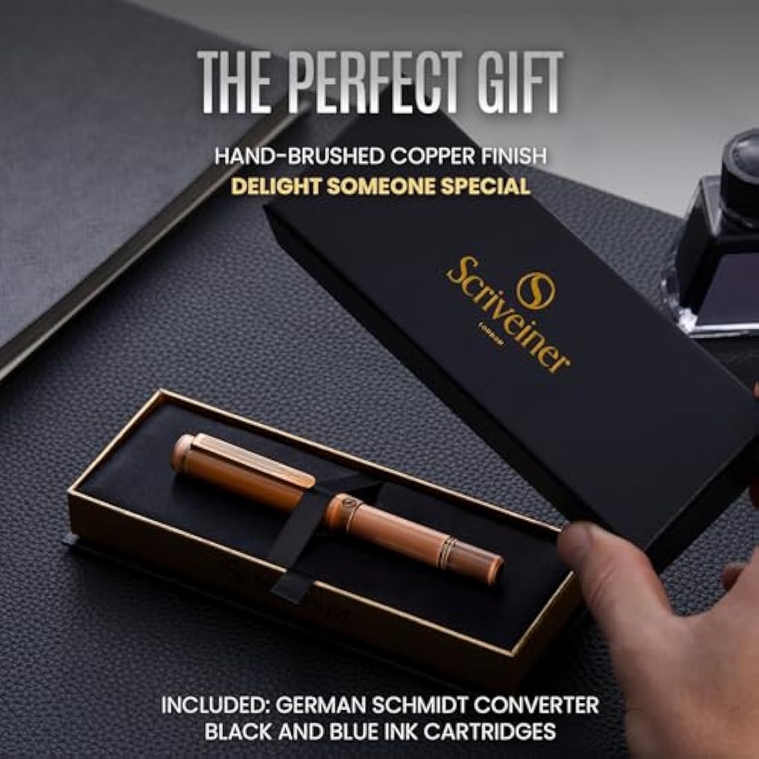 Scriveiner Luxury EDC Fountain Pen – Brushed Copper Brass Pocket Pen