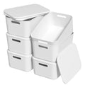 Ionoloy Kitchen Cupboard Organiser Boxes with Lids, 6 Pack Grey Plastic Storage Baskets - image 1